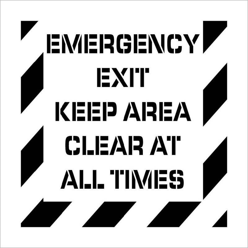 AccuformNMC PMS234 Emergency Exit Keep Area Clear Plant Marking Stencil, 24" x 24", .060 Polyethylene