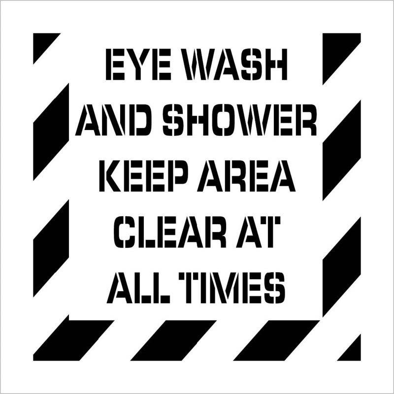 AccuformNMC PMS321 Keep Area Clear Stencil, Eye Wash And Shower - Keep Area Clear At All Times, 44" x 40"