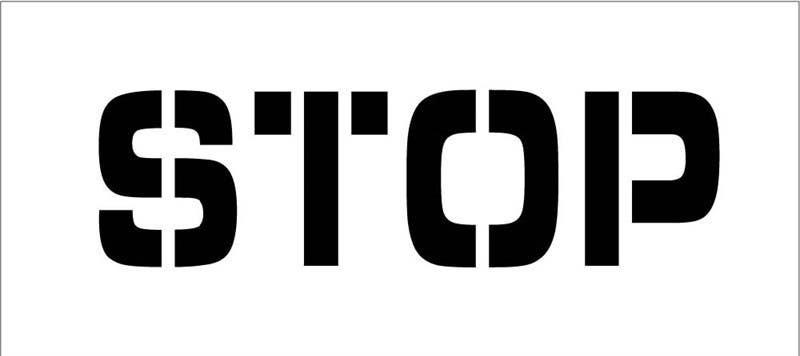 AccuformNMC PMS51 Stop Parking Lot Stencil, 8" x 22", .060 Plastic