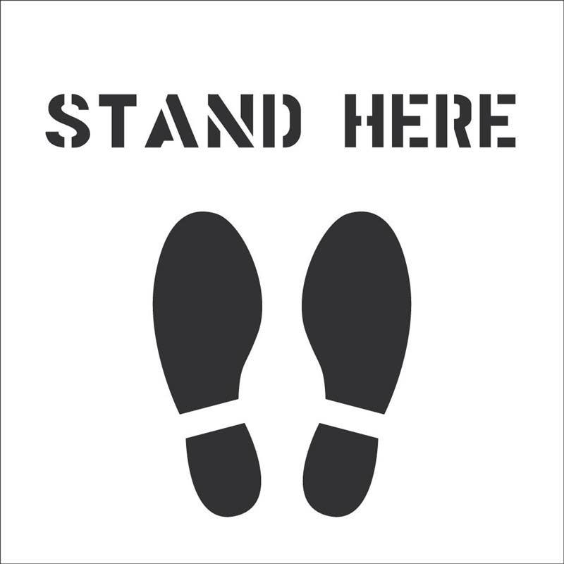 AccuformNMC PMS56 Stand Here Stencil, 24" x 24"