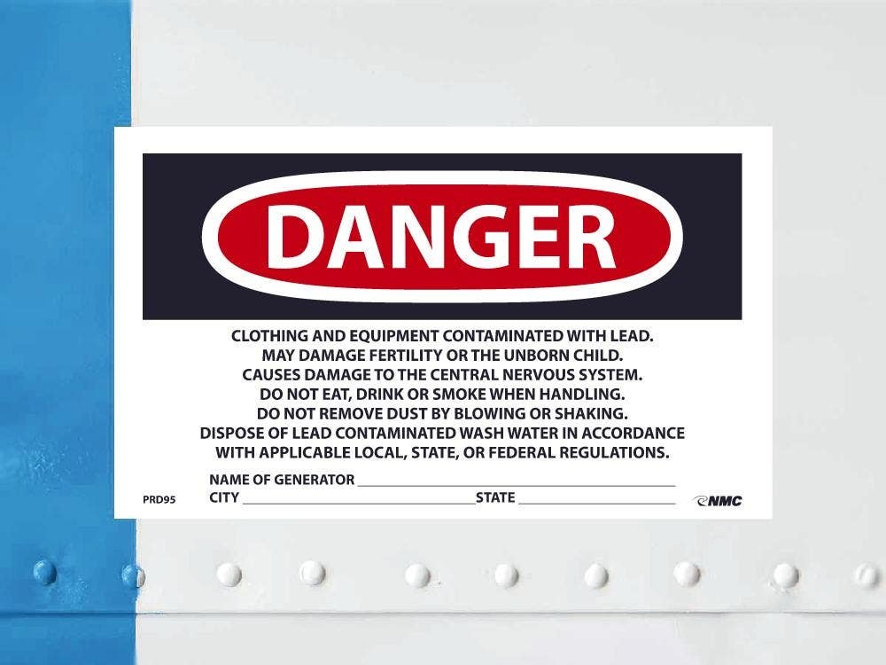 AccuformNMC PRD95 Contains Lead Contaminates Hazard Warning Label, 3" x 5", PS Paper, 500/Roll