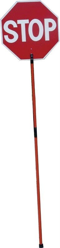AccuformNMC PS6 Aluminum Reflective Safe-T-Paddle Stop/Slow Sign w/ 93" Telescoping Handle, 24" x 24"