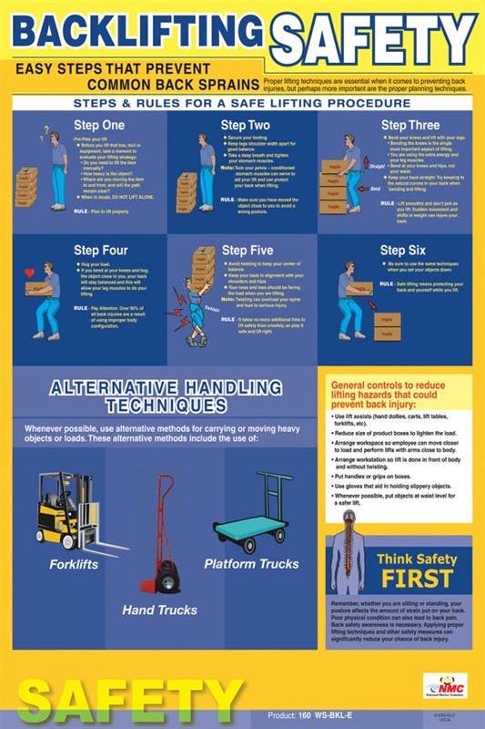 AccuformNMC PST001 Back Lifting Safety Poster, 24" x 18"