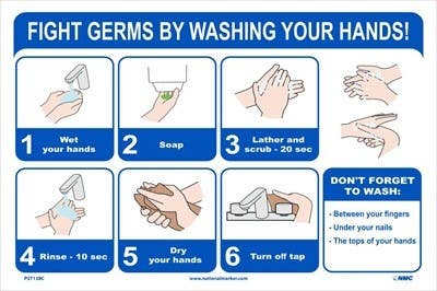 AccuformNMC PST Fight Germs By Washing Your Hands Poster