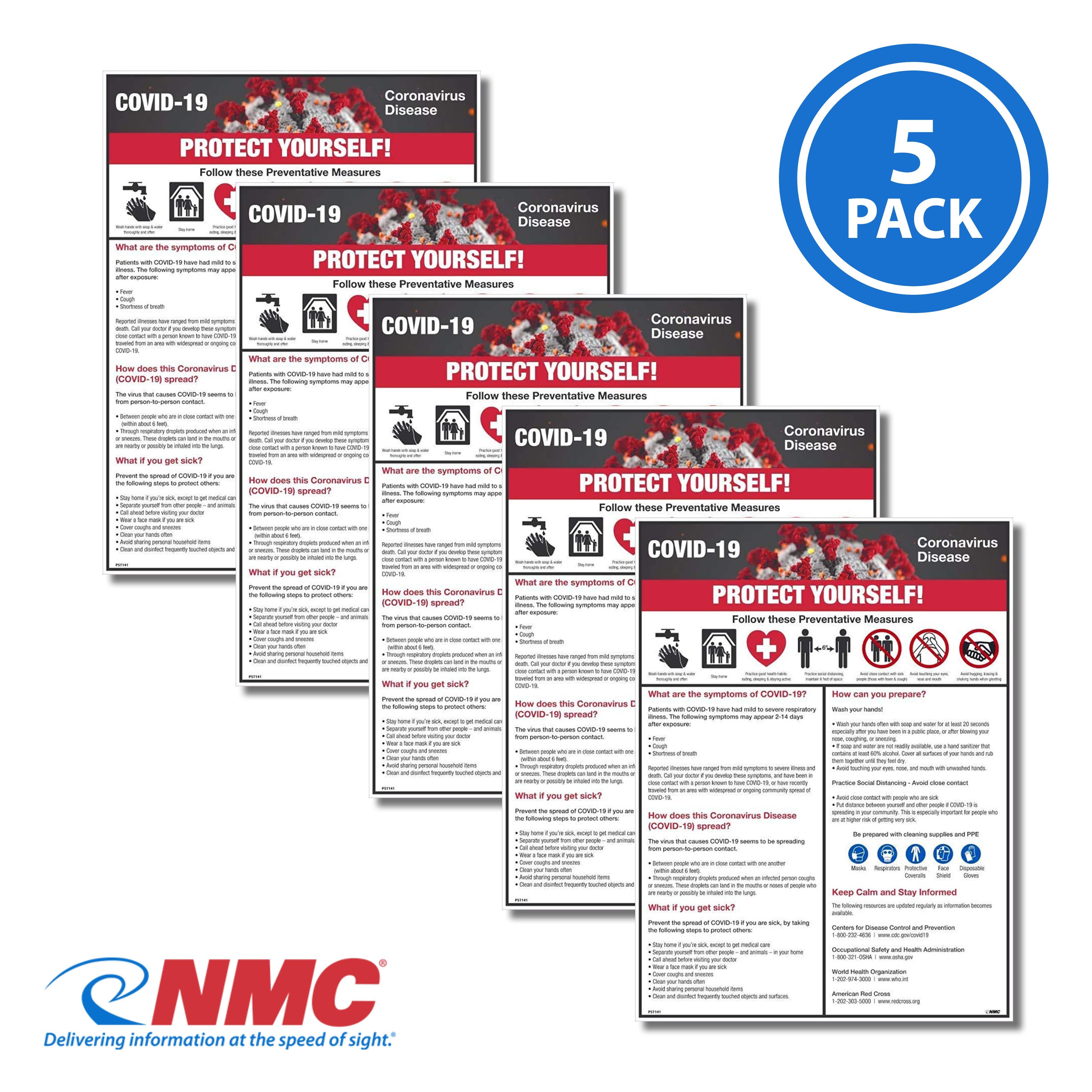 AccuformNMC PST141PP Covid-19 Protect Yourself Poster, Paper, 5/Pk