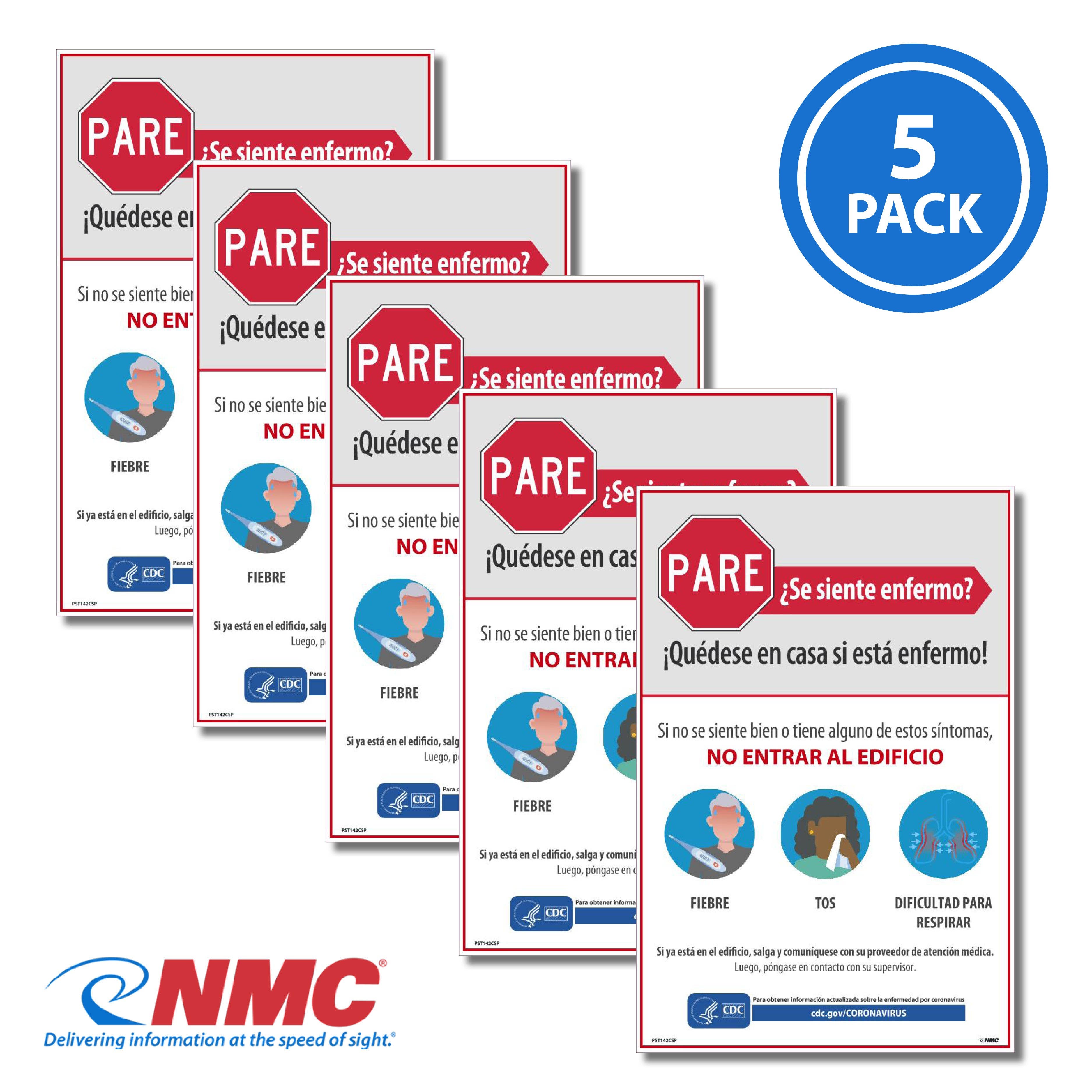 AccuformNMC PST142PPSP Stay Home When You Are Sick Poster, Spanish, Paper, 18" x 12", 5/Pk