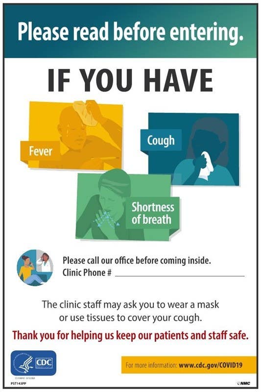 AccuformNMC PST143PP Covid-19 Symptoms Poster, 18" x 12", Paper, 5/Pk