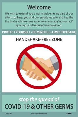 AccuformNMC PST Welcome Handshake Free Zone Poster
