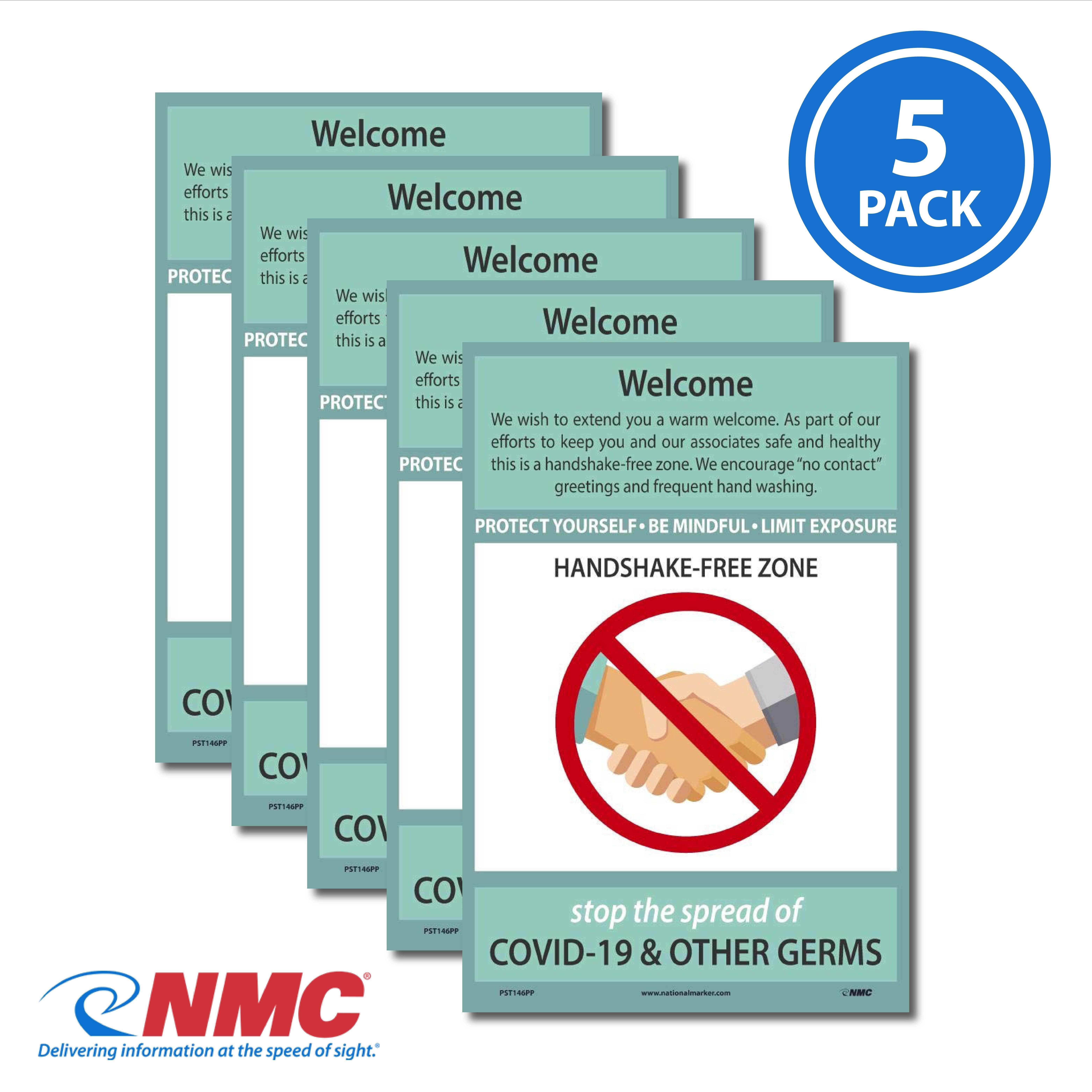 AccuformNMC PST146PP Welcome Handshake Free Zone Poster, 18" x 12", Paper, 5/Pk