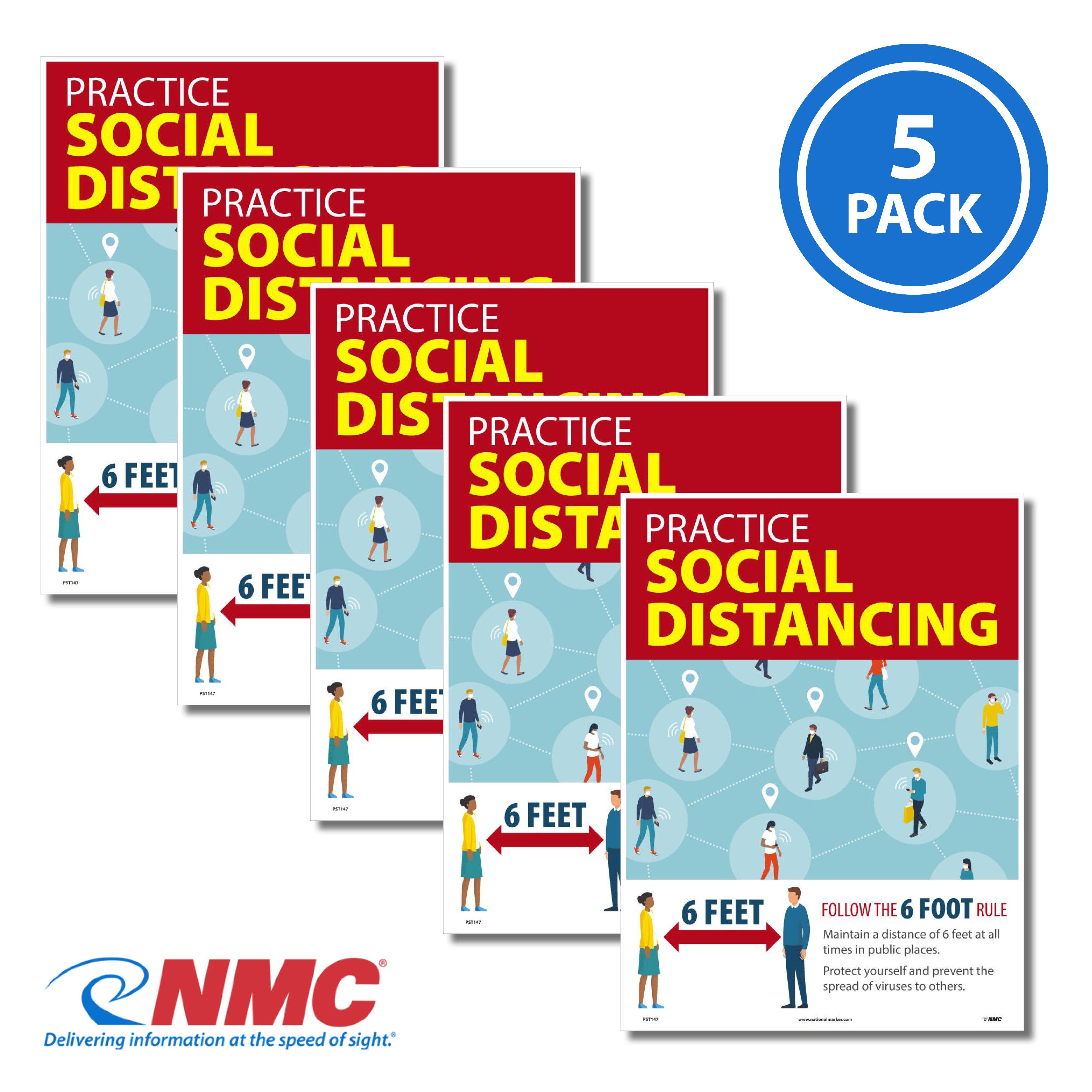 AccuformNMC PST147PP Practice Social Distancing Poster, 18" x 12", Paper, 5/Pk