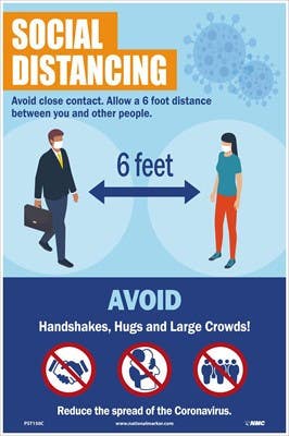 AccuformNMC PST Social Distancing Avoid Close Contact Poster