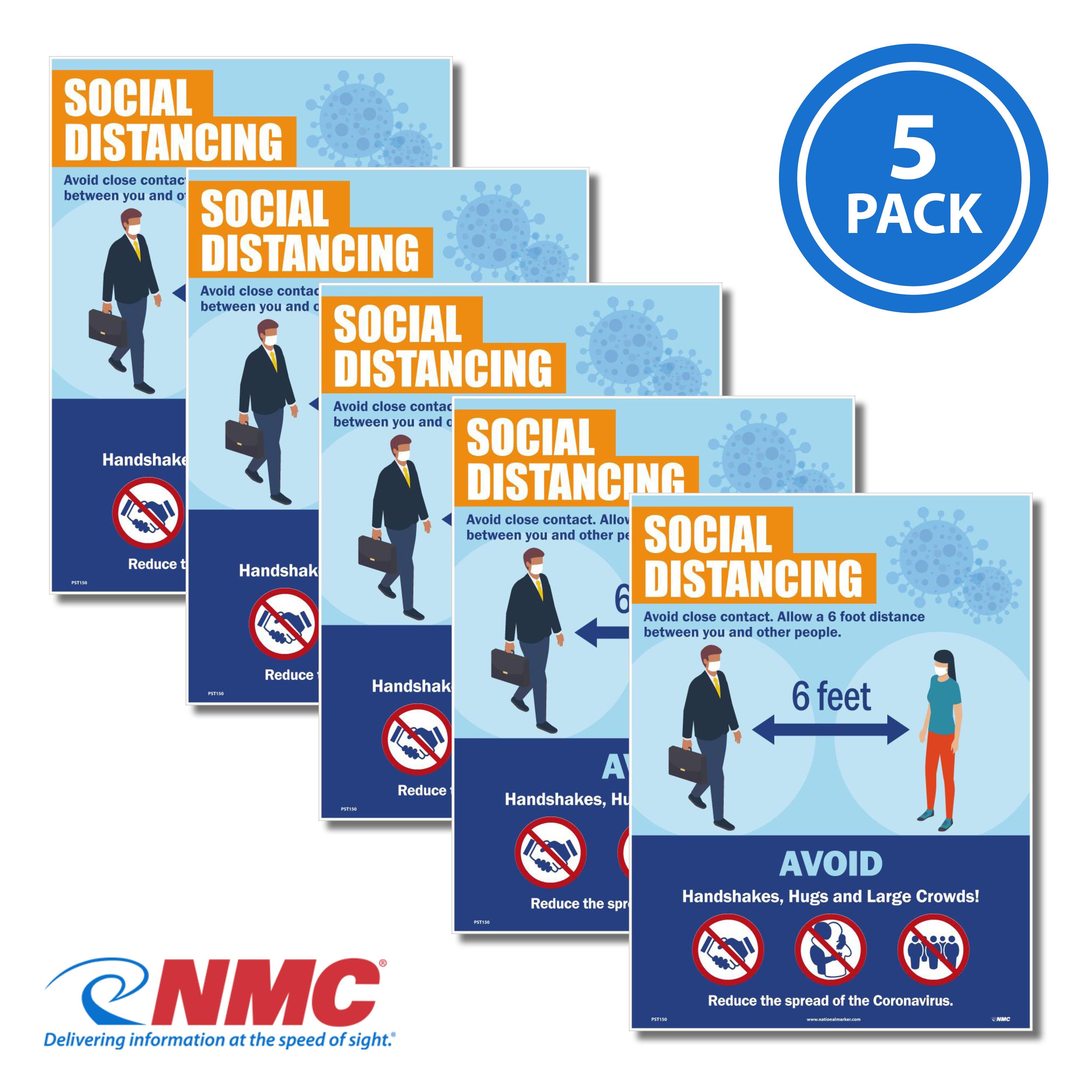 AccuformNMC PST150PP Social Distancing Poster, 18" x 12", Paper, 5/Pk