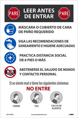 AccuformNMC PST Stop Read Before Entering, Spanish