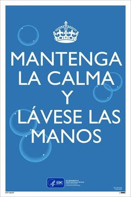 AccuformNMC PST Keep Calm And Wash Your Hands Poster, Spanish