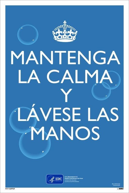 AccuformNMC PST156PPSP Keep Calm And Wash Your Hands Poster, Spanish, 18" x 12", Paper, 5/Pk