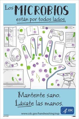 AccuformNMC PST Germs Are All Around You Poster, Spanish
