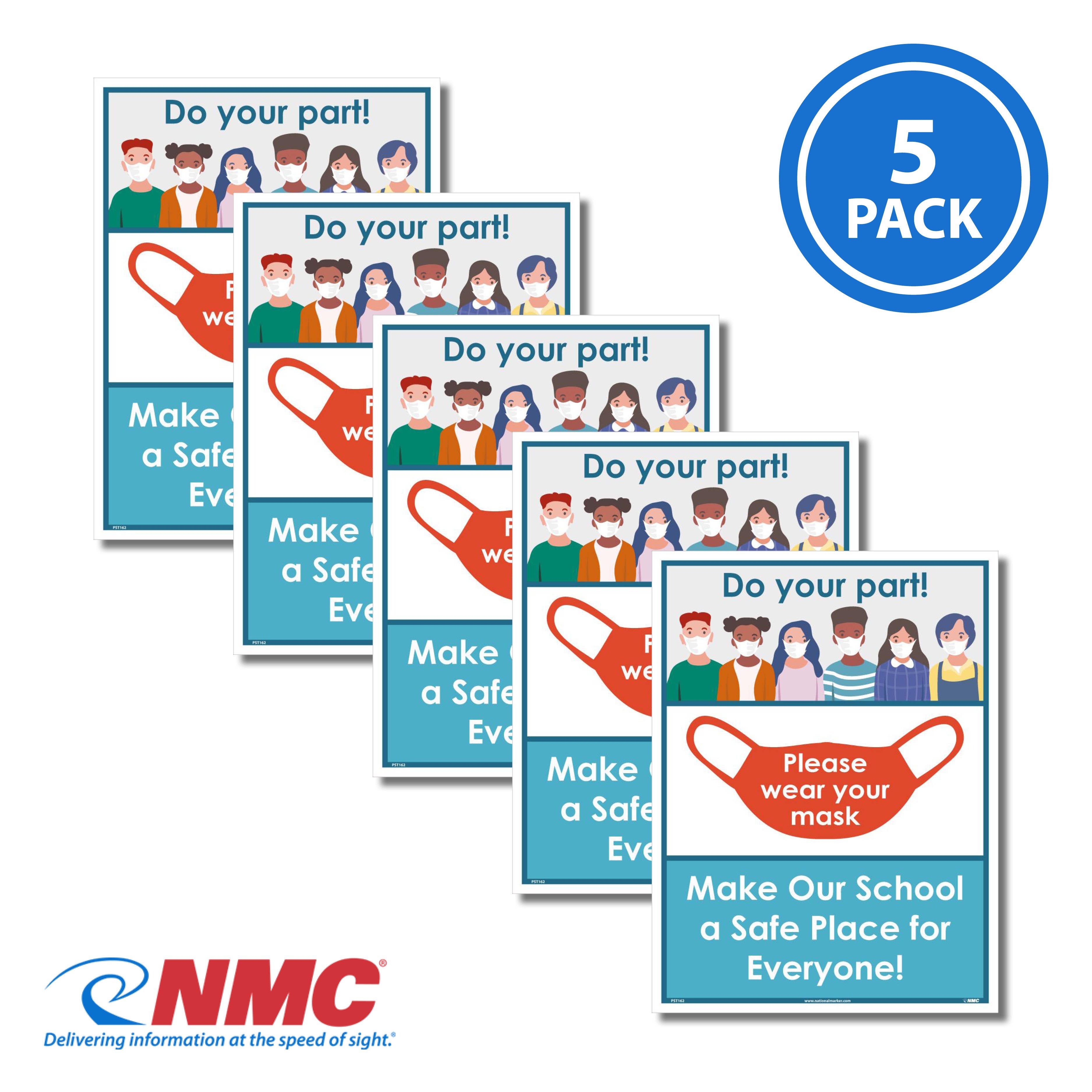 AccuformNMC PST162PP Do Your Part, Please Wear Your Mask Poster, 18" x 12", Paper, 5/Pk