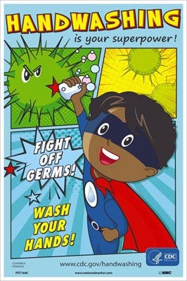 AccuformNMC PST Handwashing Is Your Superpower Poster, Boy