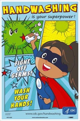 AccuformNMC PST Handwashing Is Your Superpower Poster, Girl