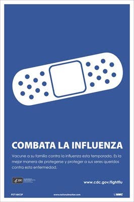 AccuformNMC PST Fight Flu, Get Vaccinated Poster, Spanish