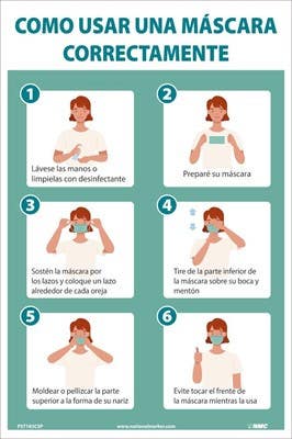 AccuformNMC PST How To Wear A Mask Properly Poster, Spanish