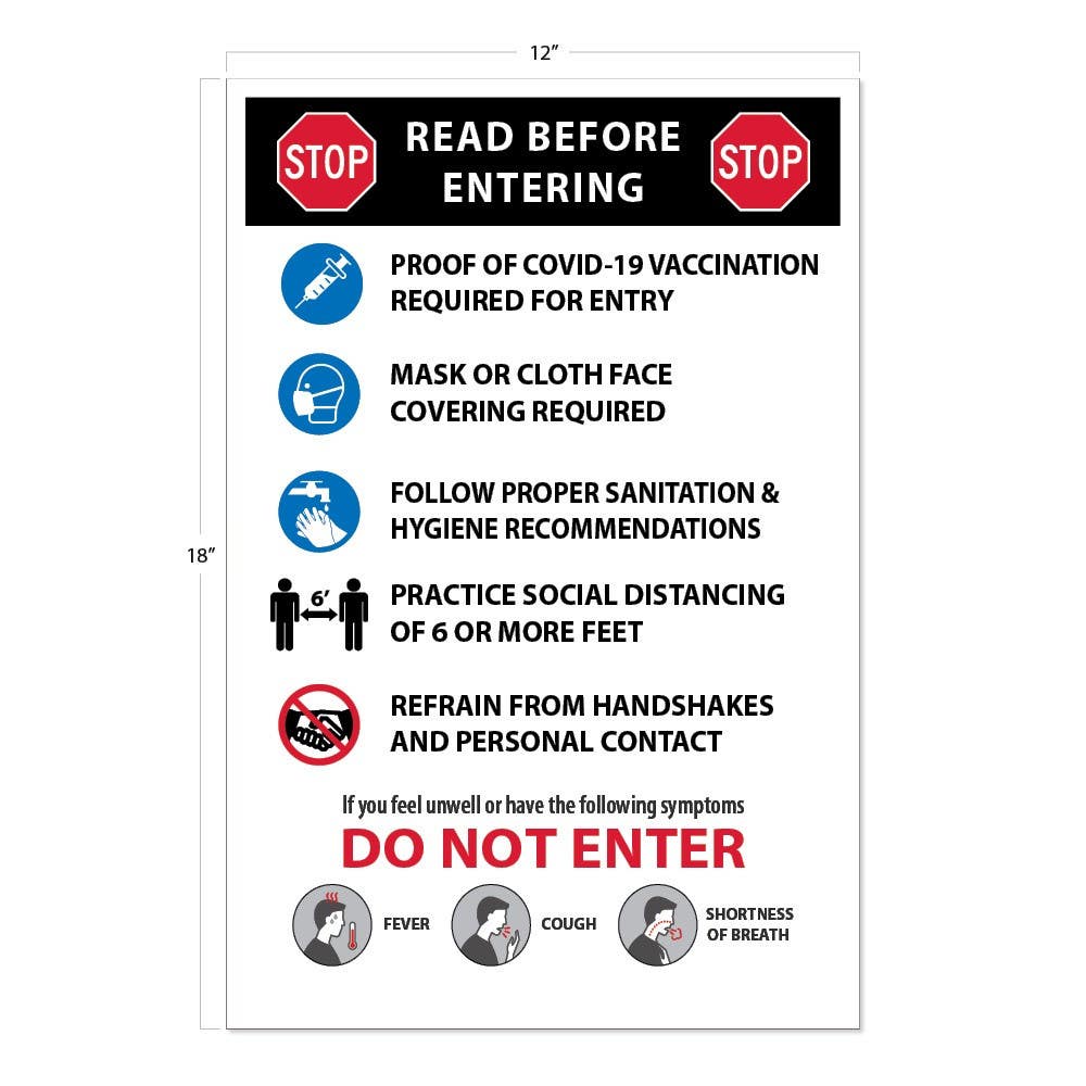 AccuformNMC PST184PP Stop Read Before Entering, Covid-19 Poster, 18" x 12", Paper, 5/Pk
