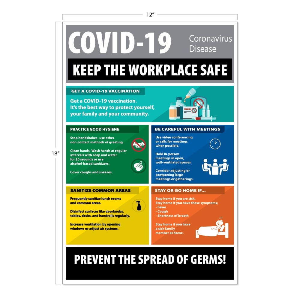 AccuformNMC PST185PP Covid-19 Coronavirus Disease Poster, 18" x 12", Paper, 5/Pk