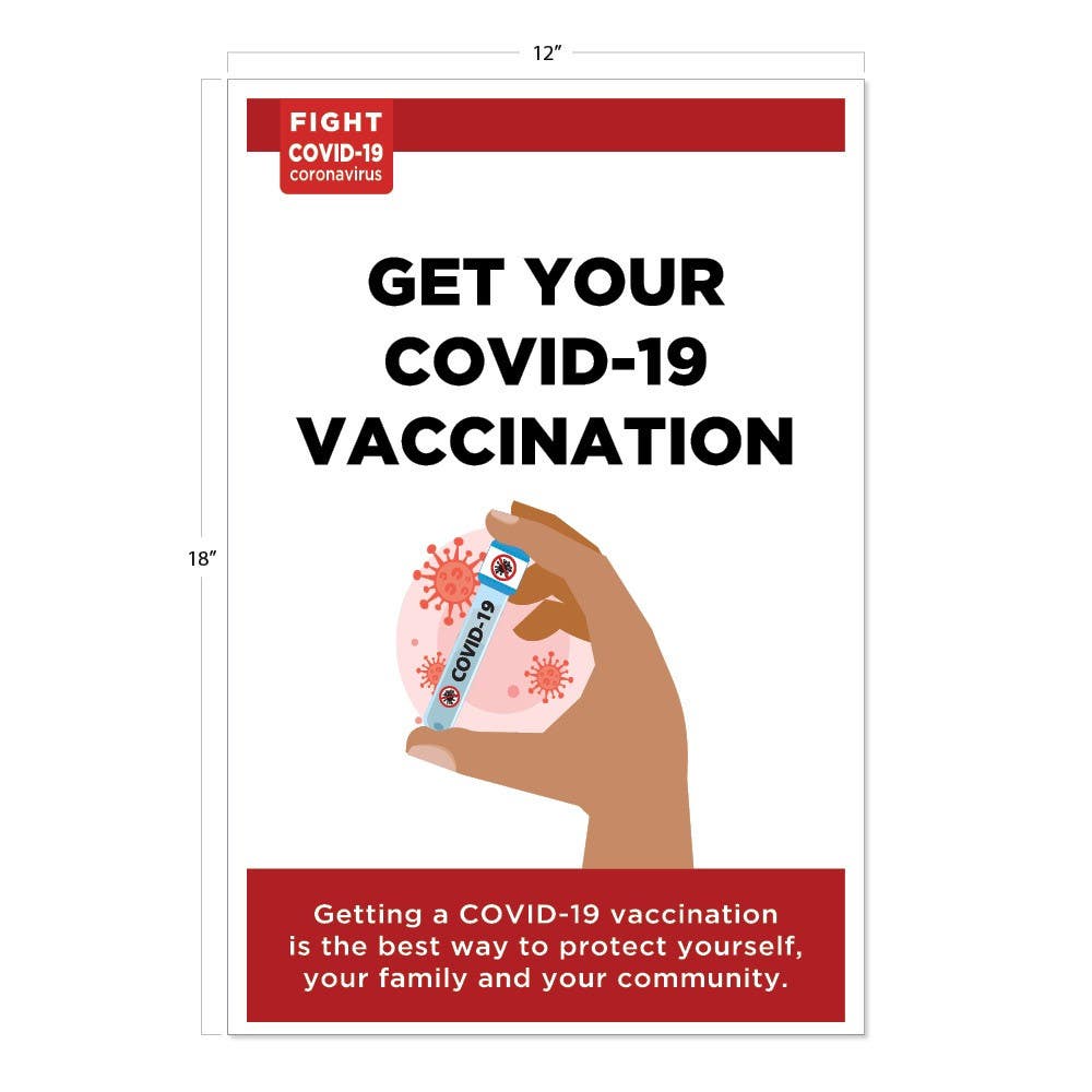AccuformNMC PST186PP Get Your Covid-19 Vaccination Poster, 18" x 12", Paper, 5/Pk