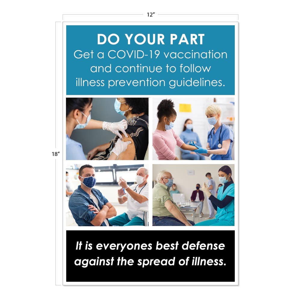 AccuformNMC PST188PP Do Your Part, Get A Covid-19 Vaccination Poster, 18" x 12", Paper, 5/Pk