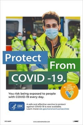 AccuformNMC PST189PP Protect From Covid-19 (Public Safety Worker) Poster, 18" x 12", Paper, 5/Pk
