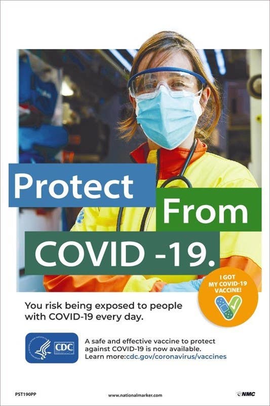 AccuformNMC PST190PP Protect From Covid-19 (First Responder) Poster, 18" x 12", Paper, 5/Pk