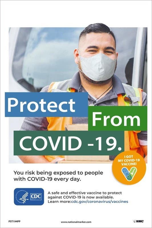 AccuformNMC PST194PP Protect From Covid-19 (Safety Worker) Poster, 18" x 12", Paper, 5/Pk