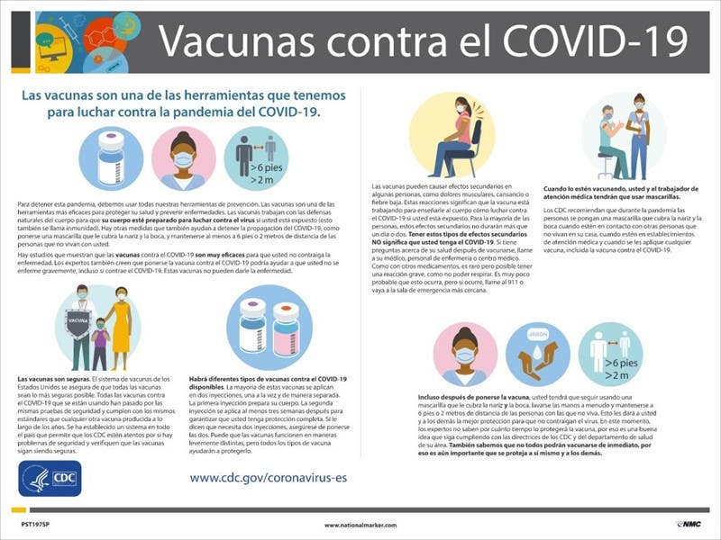 AccuformNMC PST197SP Covid-19 Vaccine Awareness & Education Poster, Spanish, 24" x 18", Polytag