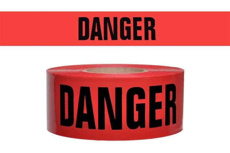 AccuformNMC PT16RT-3 Danger Repulpable Barricade Tape, Red, 3" x 1620"