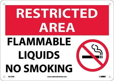 AccuformNMC RA10 Restricted Area, Flammable Liquids No Smoking Sign (Graphic), 10" x 14"