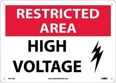 AccuformNMC RA11 Restricted Area, High Voltage Sign (Graphic), 10" x 14"