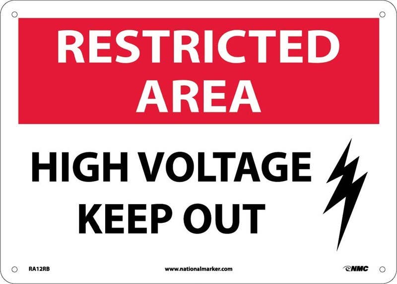 AccuformNMC RA12 Restricted Area, High Voltage Keep Out Sign (Graphic), 10" x 14"
