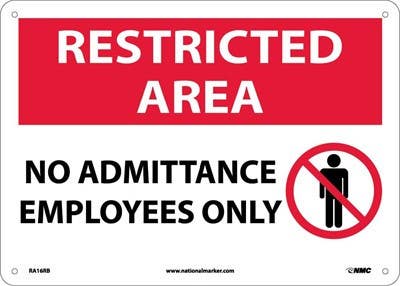 AccuformNMC MADM964 Restricted Area Safety Sign, Employees Only, 10" x 14"