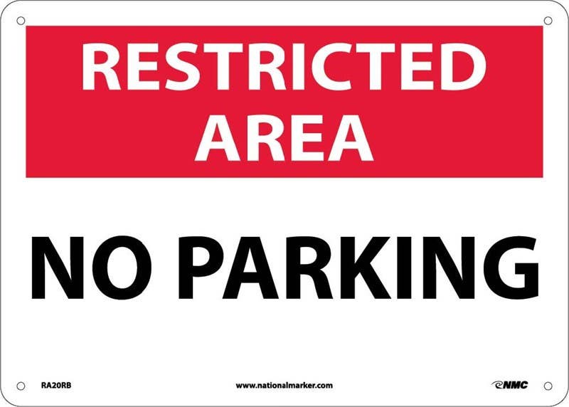 AccuformNMC MVHR436 Restricted Area Parking Sign: No Parking, 18" x 12"