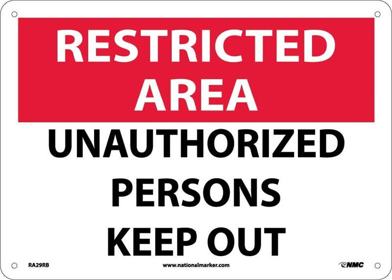 AccuformNMC MADM Restricted Area Safety Sign, Unauthorized Persons Keep Out