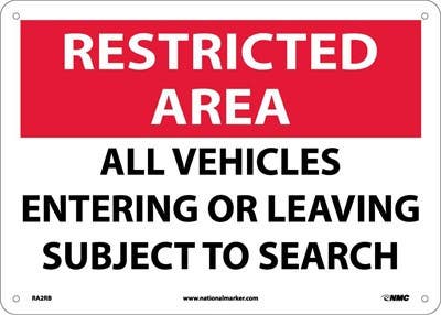 AccuformNMC M OSHA Notice Safety Sign, All Vehicles Entering Or Leaving The Premises Are Subject To Inspection