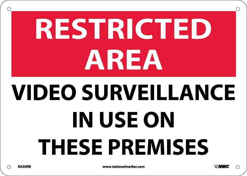 AccuformNMC MASE Restricted Area Safety Sign, Monitored By Video Camera
