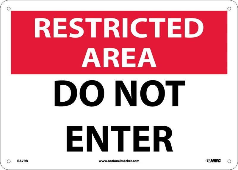 AccuformNMC RA7 Restricted Area, Do Not Enter Sign, 10" x 14"