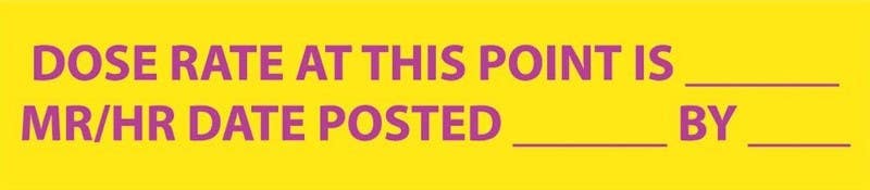 AccuformNMC RI15 Radiation Insert, Dose Rate Sign, 1.75" x 8", Polycarbonate .020