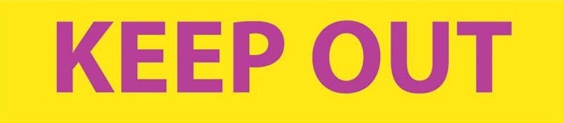 AccuformNMC RI19 Radiation Insert, Keep Out Sign, 1.75" x 8", Polycarbonate .020