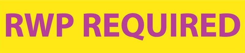 AccuformNMC RI28 Radiation Insert, RWP Required Sign, 1.75" x 8", Polycarbonate .020