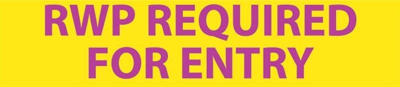 AccuformNMC RI29 Radiation Insert, RWP Required For Entry Sign, 1.75" x 8", Polycarbonate .020