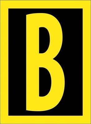 AccuformNMC RL Reflective Letters Label, Yellow/Black, Reflective Vinyl Sheeting