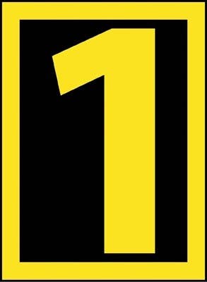 AccuformNMC RN Reflective Numbers Label, Yellow/Black, Reflective Vinyl Sheeting