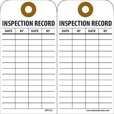 AccuformNMC RPT112 Inspection Record Tag, 6" x 3", Unrippable Vinyl, 25/Pk